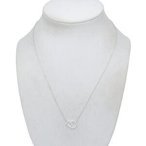 Footnotes Sterling Silver 925 Cubic Zirconia Double Circle Necklace 16"-18"
